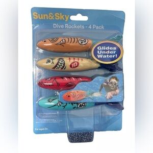 Dive Rockets Glides Under Water Ages 3+ Swimming Toys Sun & Sky 4 Pack